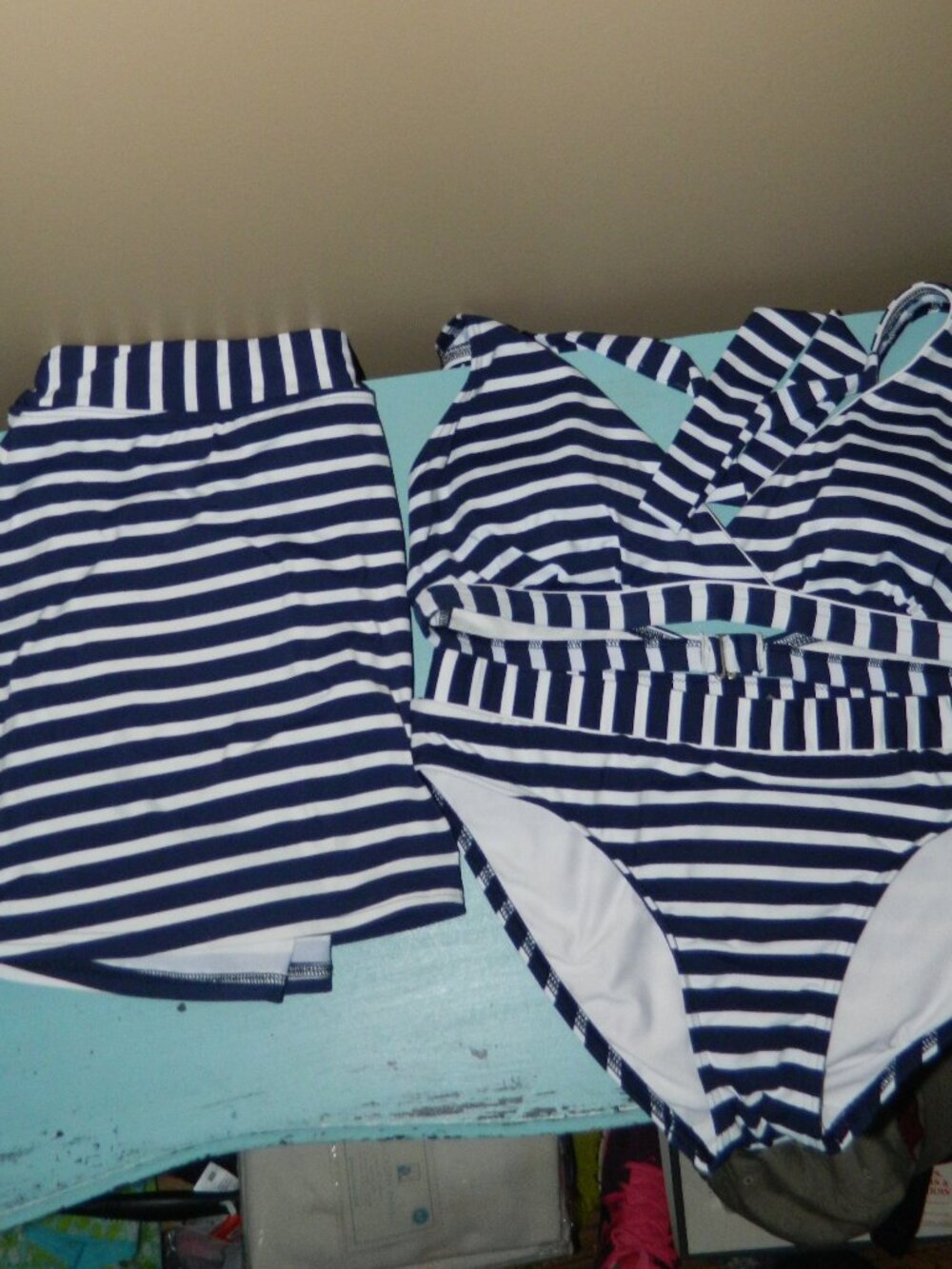 Lands' End 3 pc Swim Suit Bikini skort Sz 10 (TT-12)